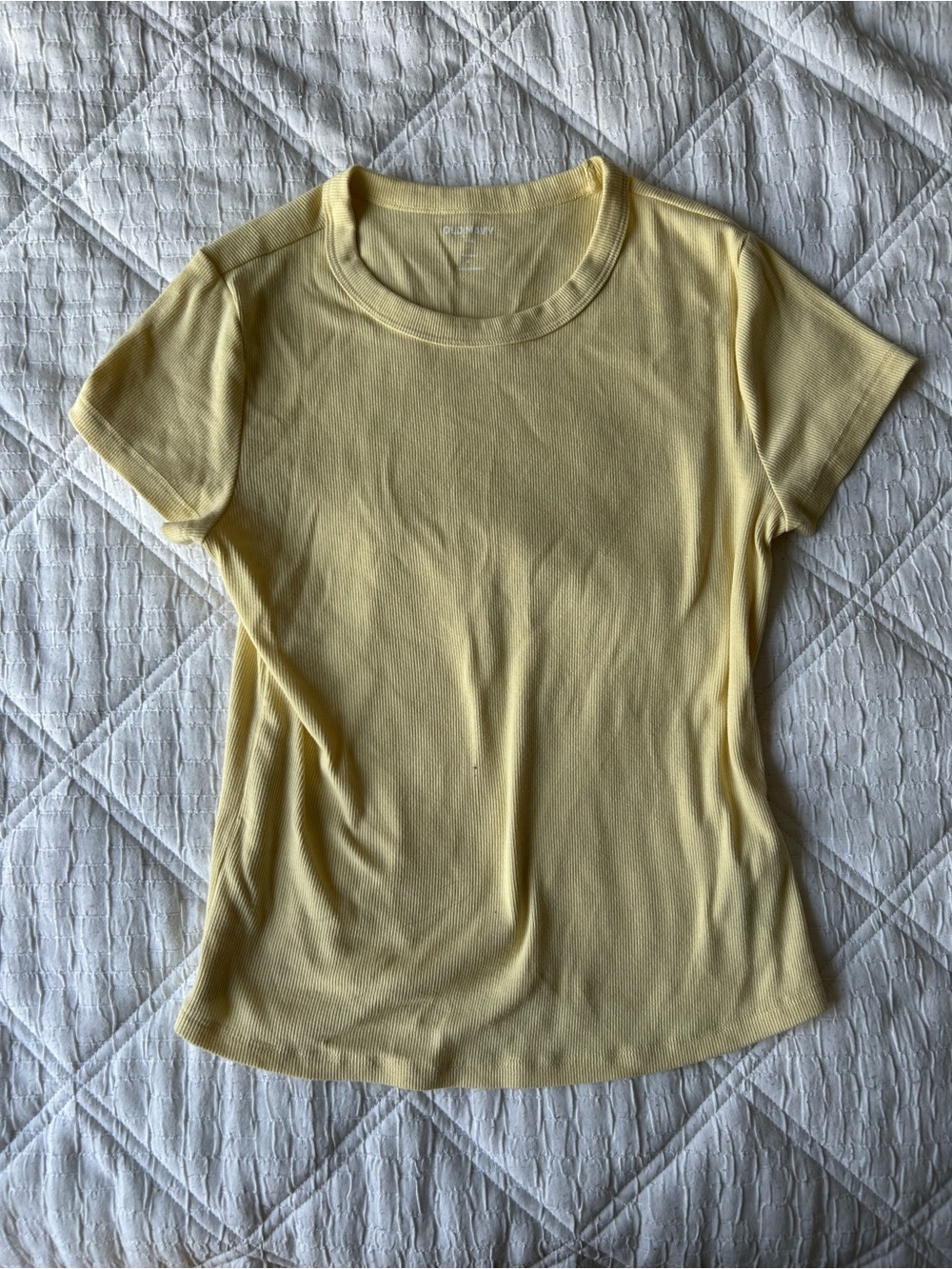 Basic Butter Yellow Crewneck Short-Sleeve Top
